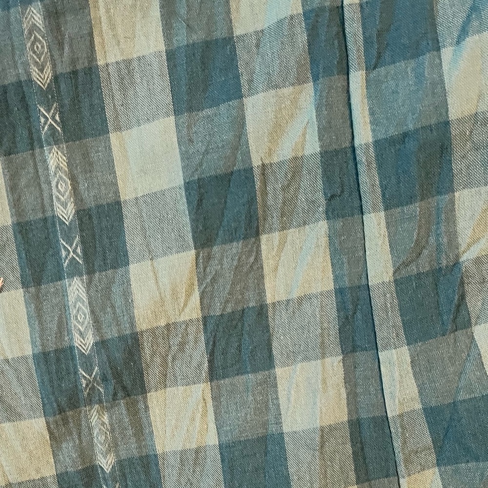 a.n.a Teal & Blue Green Checkered Snap Button-Down Country Western Shirt - Picture 7 of 12